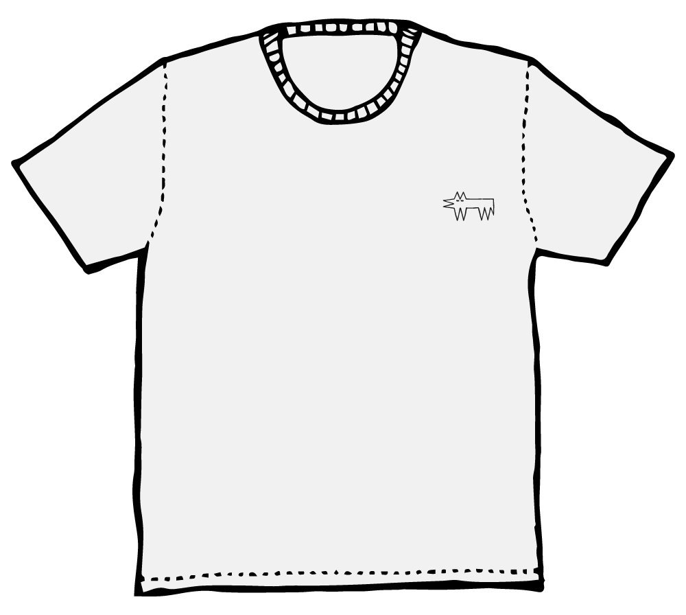 CLASSIC CARLOS hand-drawn dog graphic, white tee by Carlos the Dog tee by Carlos the Dog