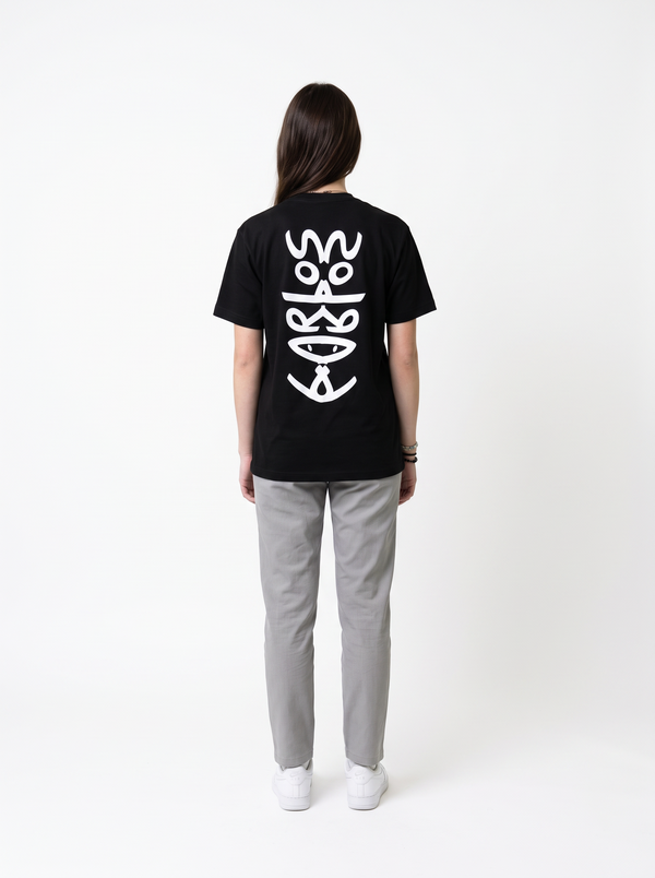 AMBIGUOUS tee on model, back view tee by Carlos the Dog, view 2
