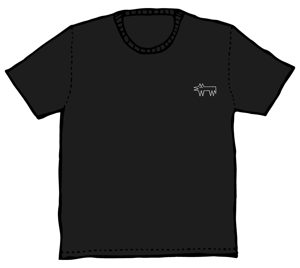 CLASSIC CARLOS hand-drawn dog graphic, black tee by Carlos the Dog tee by Carlos the Dog